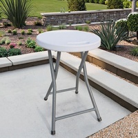 Tabouret de bar pliable rond en plastique, best-seller, avec pieds en métal, chaise pliable portable pour jardin C0037