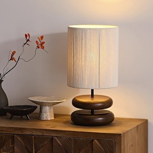 Wabi Sabi Style Solid Walnut Wood Table <b>Lamp</b> E27 <b>Led</b> <b>Light</b> Source 220V For Living Room Study Bedroom Bedside - Product Image 1