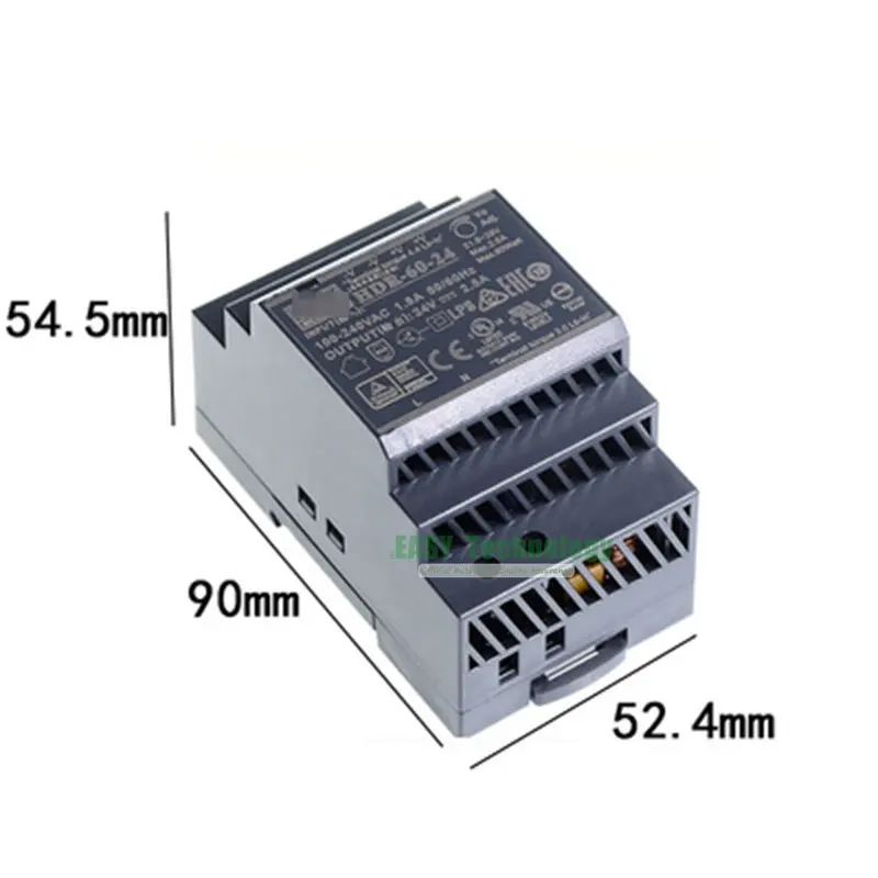 SMPS Original Meanwell HDR-60-24 60W 24V 2.5A AC-DC Ultra Slim Step Shape DIN Rail Switching Power Supply