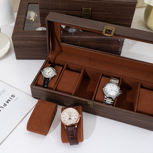 Wooden <b>Watch</b> Box 6 10 12 Slots Glass Top Retro Wood Grain <b>Watch</b> Display <b>Case</b> Luxury Mechanical Wristwatch Storage Organizer Hold - Product Image 6