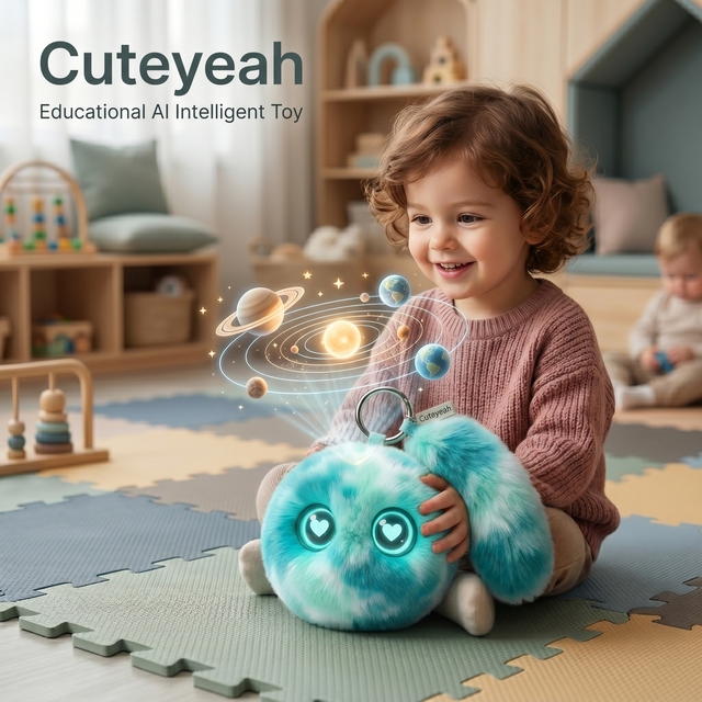 Ocean Mist Blue Mini Plush Toy ChatGPT App Control Smart Learning Companion Interactive AI Educational Robot 2026 New Arrival
