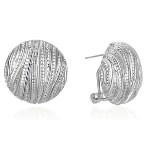 Eleganti Orecchini a Perno Bicolore con Linee Texturizzate per Donne, Accessori per Orecchie Semplici da Indossare Quotidianamente - Product Image 5