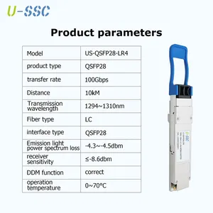 100GBASE-LR4 QSFP28 1310nm 10km โมดูลรับส่งสัญญาณ DDM ใช้งานร่วมกับ Cisco QSFP-100G-LR4