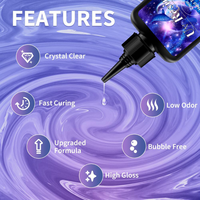Colle souple UV à durcissement rapide, résine UV transparente cristalline à faible rétrécissement pour autocollants 3D en dôme