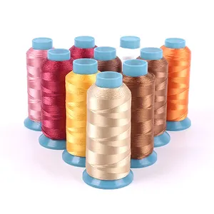 다채로운 100% 레이온 viscose 자수 폴리 에스터 자수 스레드 120D/2 5000 야드 바느질 스레드 여성 셔츠 드레스 실크