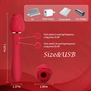 Vibrador de silicona impermeable para mujer con mango, masajeador oral de pezones y clítoris, <span class=keywords><strong>succionador</strong></span> de clítoris en forma de rosa - Product Image 6