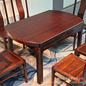 Solid Wood <b>Dining</b> <b>Table</b> And Chair Set 6 Piece Round Ebony Wood Modern Minimalist Style For <b>Dining</b> Room - Product Image 4