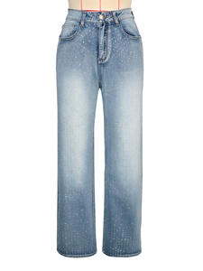 Women's Distressed Denim Pants <strong>Sparkly</strong> Flared <strong>Trousers</strong> Casual Y2K High-Waisted Rhinestone <strong>Wide</strong> <strong>Leg</strong> Jeans Sehe Fashion - Product Image 5