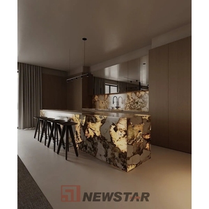 Modern Translucent Pandora Quartzite Kitchen Island Home Hotel Kitchen Island Marble Countertop - Product Image 1