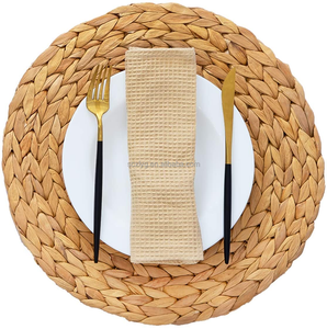 wholesale natural rattan grass seagrass fashion hand-woven table round water hyacinth placemats