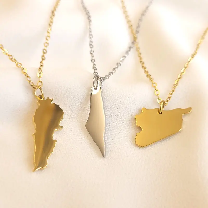 Joyería personalizada 18K Oro Acero inoxidable Estado de Michigan EE. UU. Mapa del país Collar de los hombres