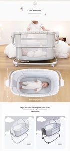 Lit bébé électrique intelligent en métal moderne, pliable, portable, multifonctionnel, avec fonction de raccordement automatique, pour bébés de 0 à 3 mois, idéal pour l'été - Product Image 6