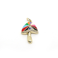 Nouveau Collier Pendentif HD444 en Or 18K avec Breloques Champignons de Dessin Animé Colorées et Zircon Émaillé, Accessoire DIY pour Bracelet et Porte-clés