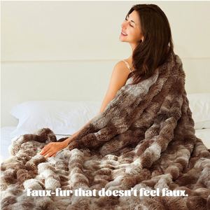 <b>Bubble</b> Faux Fur Throw Rabbit Plush Teddy Soft Blanket Winter Warm Cozy Fluffy Bed Couch Decor Luxury Gift for <b>Kids</b> Women - Product Image 6