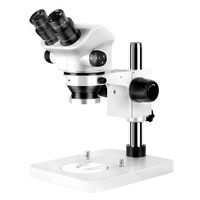Microscope stéréoscopique binoculaire SZM7050 7X-50X avec support de bureau et éclairage annulaire 10W pour la réparation de cartes de circuits et la micro-soudure