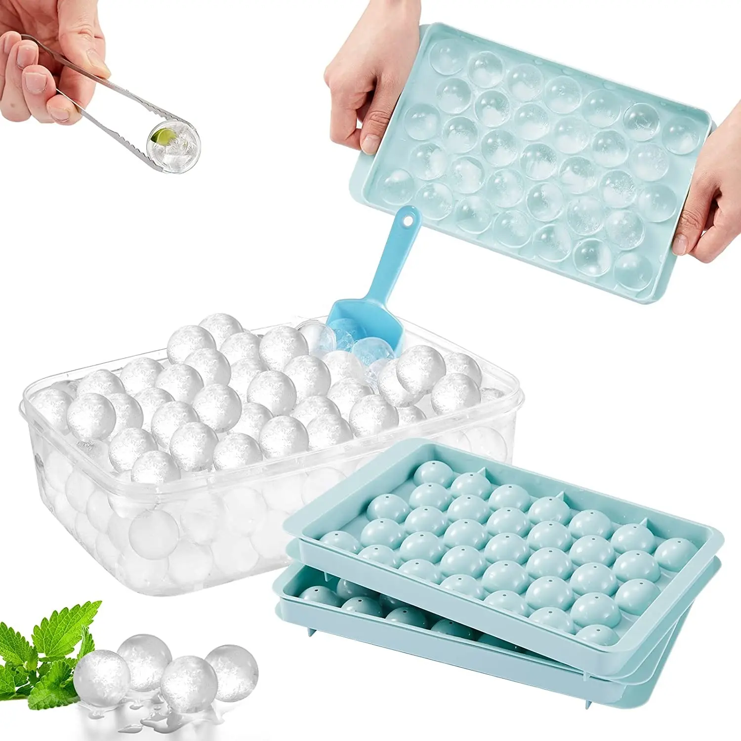 Round Ball Ice Tray Plastic Ice Cube Mold Refrigerator Ice Ball Mold With Lid