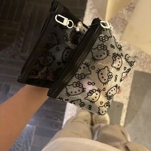 Mesh Kitty Makeup <b>Bag</b> Polyester Zipper Pouch Portable Travel Cosmetic Case <b>Small</b> Size One Compartment Home Use - Product Image 4