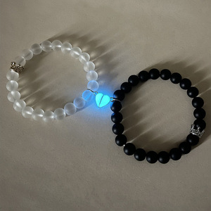 Bracelet d'amitié en alliage de zinc multicolore à perles, style décontracté/sportif, pour yoga, avec aimant pour les amoureux, pour femmes, pour les fêtes, 19,5 cm, Fashion Jiuzun, lot de 2 - Product Image 2