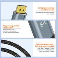 Cable Adaptador USB-C a DisplayPort A055 Chapado en Oro, 8K 60Hz, 1M/2M/3M, Macho a Macho, Cable USB C Tipo C DP para Micrófono Amplificador