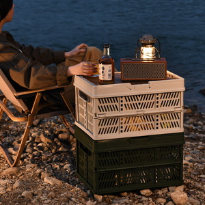 Outdoor Camping <b>Folding</b> <b>Storage</b> <b>Box</b> With Wooden Lid 20-35L PP Material Eco Friendly Food Container For Picnic And Outdoor Use - Product Image 3