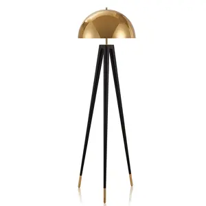 批发蘑菇落地灯现代创意金属金色发光二极管三脚架北欧现代客厅落地灯