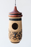 Casa para Pájaros de Madera Hecha a Mano con Arte Rústico Noruego Rosemaling, Colibrí Colgante, Ecológica, para Uso en Interiores/Exteriores, Regalo para Amantes de las Aves