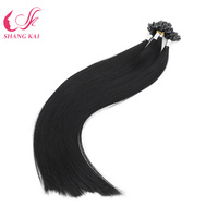 Extensions de cheveux en kératine vierge humaine, douces et soyeuses, à pointe en U, pour femme
