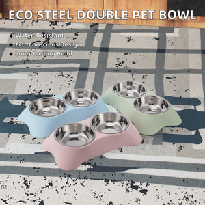 Grand bol de nourriture pour <span class=keywords><strong>animaux</strong></span> de compagnie de luxe écologique et durable en acier inoxydable à double bols <span class=keywords><strong>bassin</strong></span> étanche pour chiens chats poulets <span class=keywords><strong>animaux</strong></span> 5L - Product Image 2