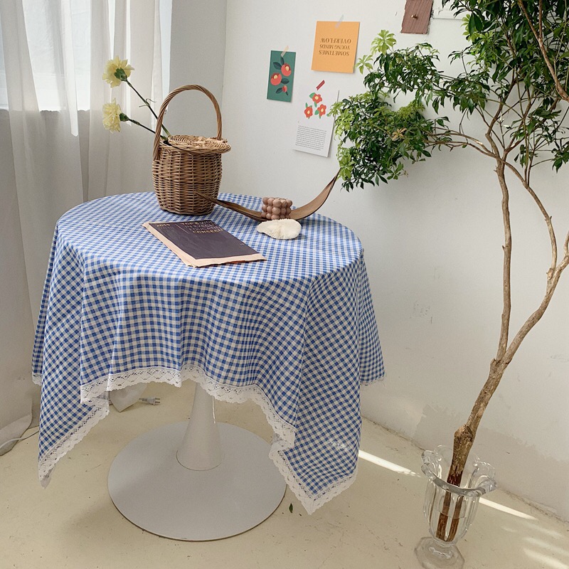 Клетчатая скатерть из льна, кружевная белая ткань для пикника, дома, кафе, ресторана, сада