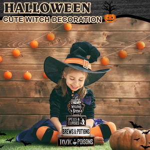 4ชิ้นแม่มดฮาโลวีนชงตกแต่งโต๊ะ: ป้ายไม้สำหรับถาดฉัตรบ้านไร่สะกดโต๊ะกลางโต๊ะ - Product Image 5