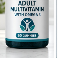 Complément Alimentaire Multivitamines Adultes Omega 3 en Gummies Sans Gluten à Base de Plantes avec Sélénium Vitamines A B C D Biotine