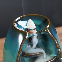 Brûleur d'encens à reflux en céramique chinoise créative personnalisée, diffuseur d'arômes, encensoir avec cônes de fumée parfumés au thé, porte-boulets