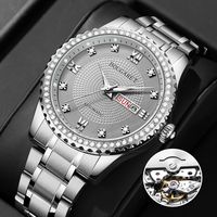 Montre homme Bugaire entièrement automatique avec calendrier, étanche 30 m, mouvement à quartz lumineux, design en briques incrustées