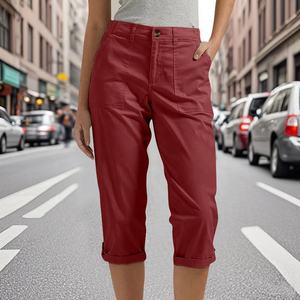 <strong>Ladies</strong> 3 Quater Work Pants Cropped Cargo <strong>Trousers</strong> 6 Pocket Hiking Travel Shorts Casual Summer Clothes Capri Pants - Product Image 2