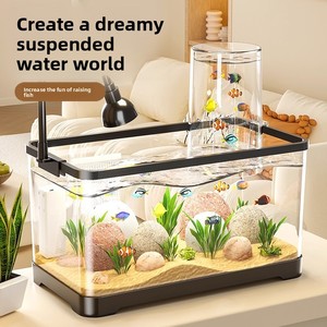 Innovador Acuario de Presión Negativa Redondo y Cuadrado, Tanque de Plástico Pequeño <span class=keywords><strong>a</strong></span> Mediano con Decoración Ecológica para Sala de Estar y Decoración del Hogar - Product Image 2