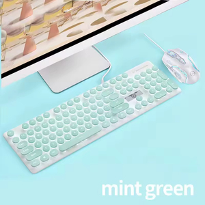 104 Key <b>PC</b> Wired Manipulator Feel Pink/Green RGB Backlight Punk <b>Office</b> Home Gaming Keyboard Mouse Set - Product Image 2