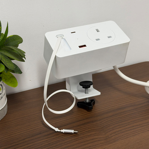 Multiprise à fixation sur bureau avec câble USB-C rétractable de 1 m, chargeur rapide PD 20 W, 1 <span class=keywords><strong>prise</strong></span> UK, <span class=keywords><strong>prise</strong></span> de bureau pour la maison, le bureau ou la table - Product Image 4