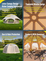 Dôme de glamping gonflable de 19,63 m², tente de camping en toile de coton 5x5m, colonnes d'air en PVC de 16 cm, hublot en TPU pour événements familiaux