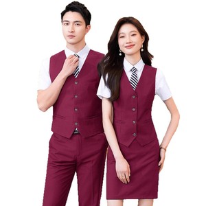 Tenue d'hôtel professionnelle uniforme réception réceptionniste formelle vêtements d'été ensemble serveur costume gilet pour équipe vêtements d'extérieur - Product Image 4