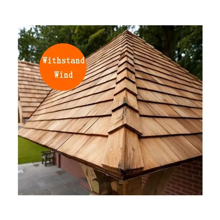 Custom Heat Resistant Wooden Canada Red Cedar Roof Shingles Tiles Step Wood Roofing Sheet