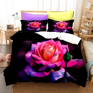 Wholesale <strong>Queen</strong> King Size Printed 100% Polyester Microfiber 3pcs 4pcs Bedsheet Duvet Cover <strong>Bedding</strong> Sets - Product Image 2