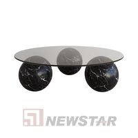 Newstar Vente Chaude Marbre Salon Centre Table Ronde Sphère Boule Base Marbre Table Basse Avec 3 Boules Pieds