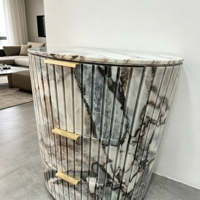 Table d'appoint moderne en marbre blanc naturel, table basse en marbre avec tiroir, meuble central pour salon, tables de chevet