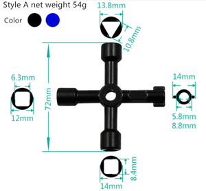 <span class=keywords><strong>Clé</strong></span> à eau multifonctionnelle 4 en 1 en alliage, forme triangulaire/carrée, pour train, ascenseur électrique, armoire électrique, vanne - Product Image 5