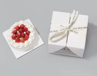 Boîte d'emballage pour gâteau personnalisée avec fenêtre transparente, ruban et poignée, boîte cadeau de boulangerie de qualité alimentaire, OEM