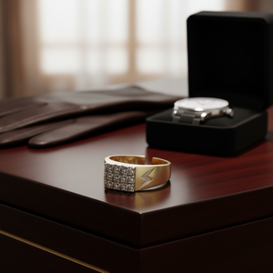 Elegante anillo de oro hecho a mano con diamantes para caballeros con diamantes cultivados en laboratorio - Product Image 3