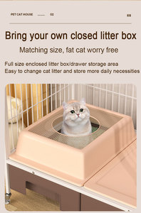 Precio al por mayor, jaula de metal para gatos de <span class=keywords><strong>3</strong></span> capas, casa de Villa para gatos, jaula de cría de mascotas de gran espacio con caja de arena y ruedas - Product Image 5