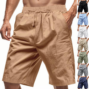Pantalones Cortos de Lino para Hombre, Estilo Casual de Playa, Corte Holgado, con Cordón Ajustable y Cintura Elástica - Product Image 2
