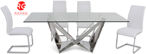 Glas und Chrom Rechteck Esstisch und 4 Viola Silber Grau Stühle Glas Esstisch 200cm - Product Image 4