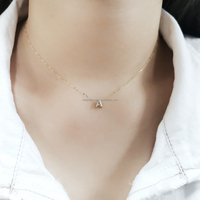 Mode personnalisé 9K véritable or Zircon lettre initiale collier personnalisé lettre nom collier 9k véritable or pour cadeau